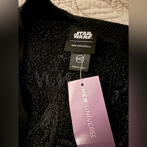 NWT Her Universe Star Wars Black Millennium Falcon Cardigan Medium silver - Picture 9 of 9